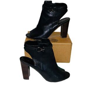 Coach Lafayette Black Leather Peep Toe Heels Size 9